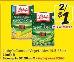 Winn Dixie Libby's Canned Vegetables offer