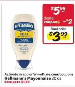 Winn Dixie Hellmann's Mayonnaise offer