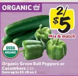 Winn Dixie Organic Green Bell Peppers or Cucumbers offer