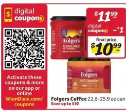 Winn Dixie Folgers Coffee offer
