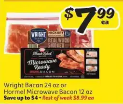 Winn Dixie Wright Bacon 24 oz or Hormel Microwave Bacon 12 oz offer