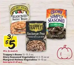 Winn Dixie Trappey's Beans, Glory Seasoned Vegetables, Margaret Holmes Vegetables offer
