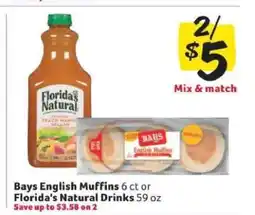 Winn Dixie Bays English Muffins or Florida's Natural Drinks offer