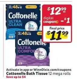 Winn Dixie Cottonelle Bath Tissue offer