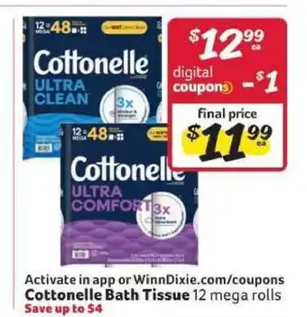 Winn Dixie Cottonelle Bath Tissue offer