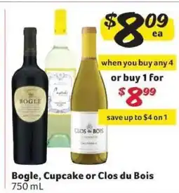 Winn Dixie Bogle, Cupcake or Clos du Bois offer