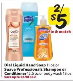 Winn Dixie Dial Liquid Hand Soap or Suave Professionals Shampoo or Conditioner offer