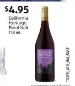 Aldi California Heritage Pinot Noir offer