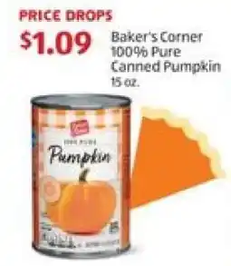 Aldi Baker's Corner 100% Pure Canned Pumpkin offer