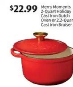 Aldi Merry Moments 2-Quart Holiday Cast Iron Dutch Oven or 2.2-Quart Cast Iron Braiser offer