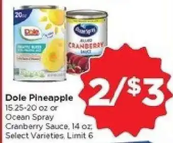 Dole Pineapple or Ocean Spray Cranberry Sauce