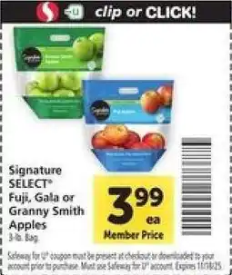 Safeway Signature SELECT Fuji, Gala or Granny Smith Apples offer
