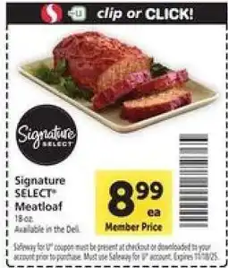 Safeway Signature SELECT Meatloaf offer