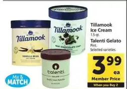 Safeway Tillamook Ice Cream & Talenti Gelato offer