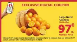 Safeway Large Navel Oranges offer