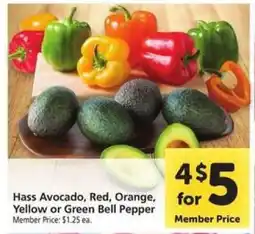 Safeway Hass Avocado, Red, Orange, Yellow or Green Bell Pepper offer