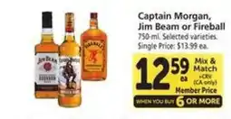 Safeway Captain Morgan, Jim Beam or Fireball offer