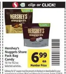 Safeway Hershey's Nuggets Share Pack Bag Candy offer