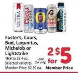 Safeway Foster's, Coors, Bud, Lagunitas, Michelob or Lightstrike offer