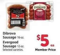 Safeway Dibrova Sausage / Evergood Sausage offer