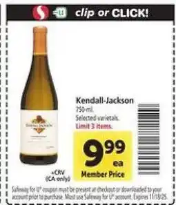 Safeway Kendall Jackson offer
