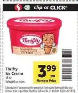 Safeway Thrifty Ice Cream offer