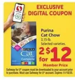 Safeway Purina Cat Chow offer