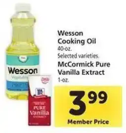 Safeway Wesson Cooking Oil & McCormick Pure Vanilla Extract offer
