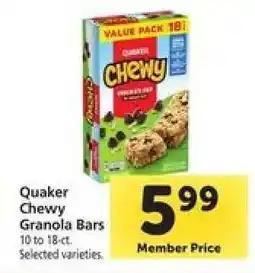 Safeway Quaker Chewy Granola Bars offer