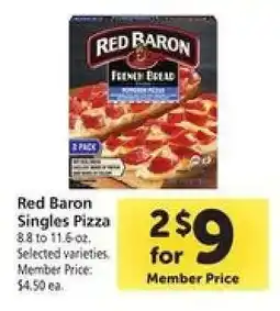Safeway Red Baron Singles Pizza offer