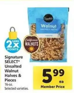 Safeway Signature SELECT Unsalted Walnut Halves & Pieces offer
