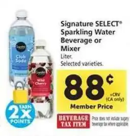 Safeway Signature SELECT Sparkling Water Beverage or Mixer offer