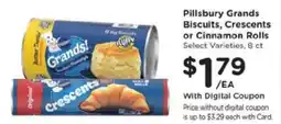 Kroger Pillsbury Grands Biscuits, Crescents or Cinnamon Rolls offer