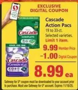 Safeway Cascade Action Pacs offer