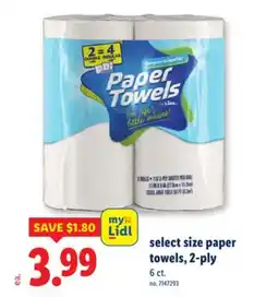 Lidl select size paper towels, 2-ply offer