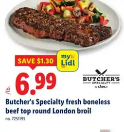 Lidl Butcher's Specialty fresh boneless beef top round London broil offer