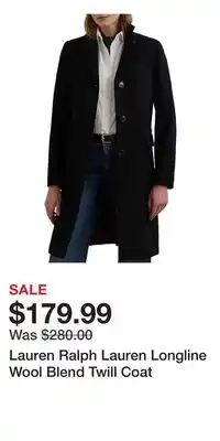 Nordstrom Lauren Ralph Lauren Longline Wool Blend Twill Coat offer