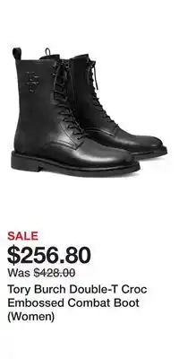 Nordstrom Tory Burch Double-T Croc Embossed Combat Boot (Women) offer