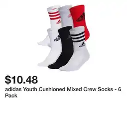 Dick's Sporting Goods adidas Youth Cushioned Mixed Crew Socks - 6 Pack offer