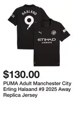 Dick's Sporting Goods PUMA Adult Manchester City Erling Halaand #9 2025 Away Replica Jersey offer