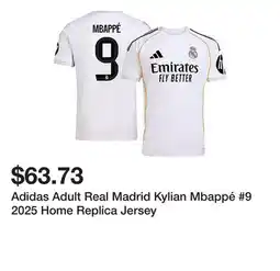 Dick's Sporting Goods Adidas Adult Real Madrid Kylian Mbappé #9 2025 Home Replica Jersey offer