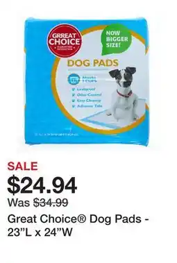 Petsmart Great Choice Dog Pads - 23L x 24W offer