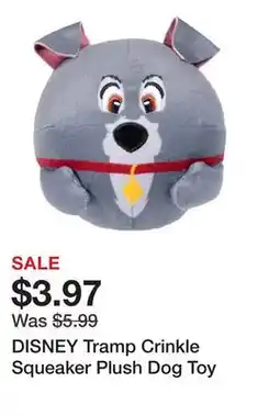 Petsmart DISNEY Tramp Crinkle Squeaker Plush Dog Toy offer