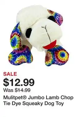 Petsmart Mulitpet Jumbo Lamb Chop Tie Dye Squeaky Dog Toy offer