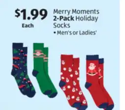 Aldi Merry Moments 2-Pack Holiday Socks offer