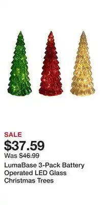 Kohl's LumaBase 3-Pack Battery Operated LED Glass Christmas Trees offer