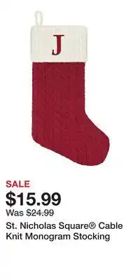 Kohl's St. Nicholas Square Cable Knit Monogram Stocking offer