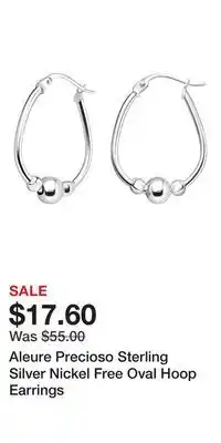 Kohl's Aleure Precioso Sterling Silver Nickel Free Oval Hoop Earrings offer