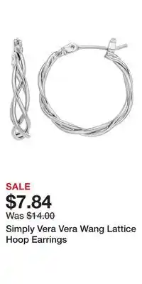 Kohl's Simply Vera Vera Wang Lattice Hoop Earrings offer
