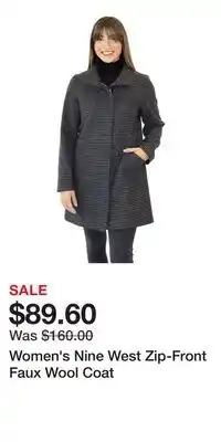 Kohl's Women's Nine West Zip-Front Faux Wool Coat offer